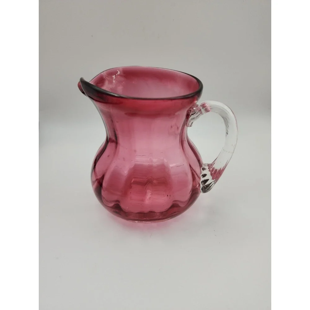 Vintage Pilgrim Cranberry Glass pitcher Charleston model creamer. 3.5